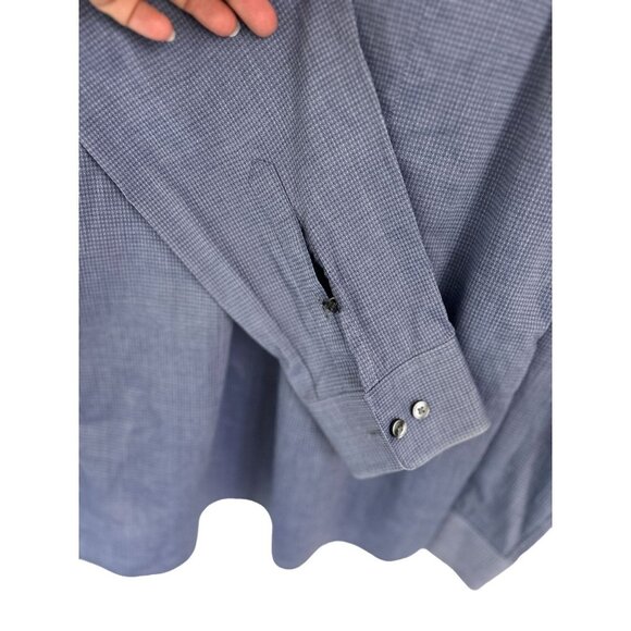 John Varvatos Shirt Button-Down Cotton Textured Gray Purple Long Sleeve Size 16 - Picture 6 of 9